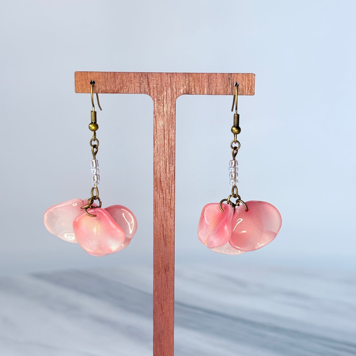 Blush Petal Whimsy Glass Earrings