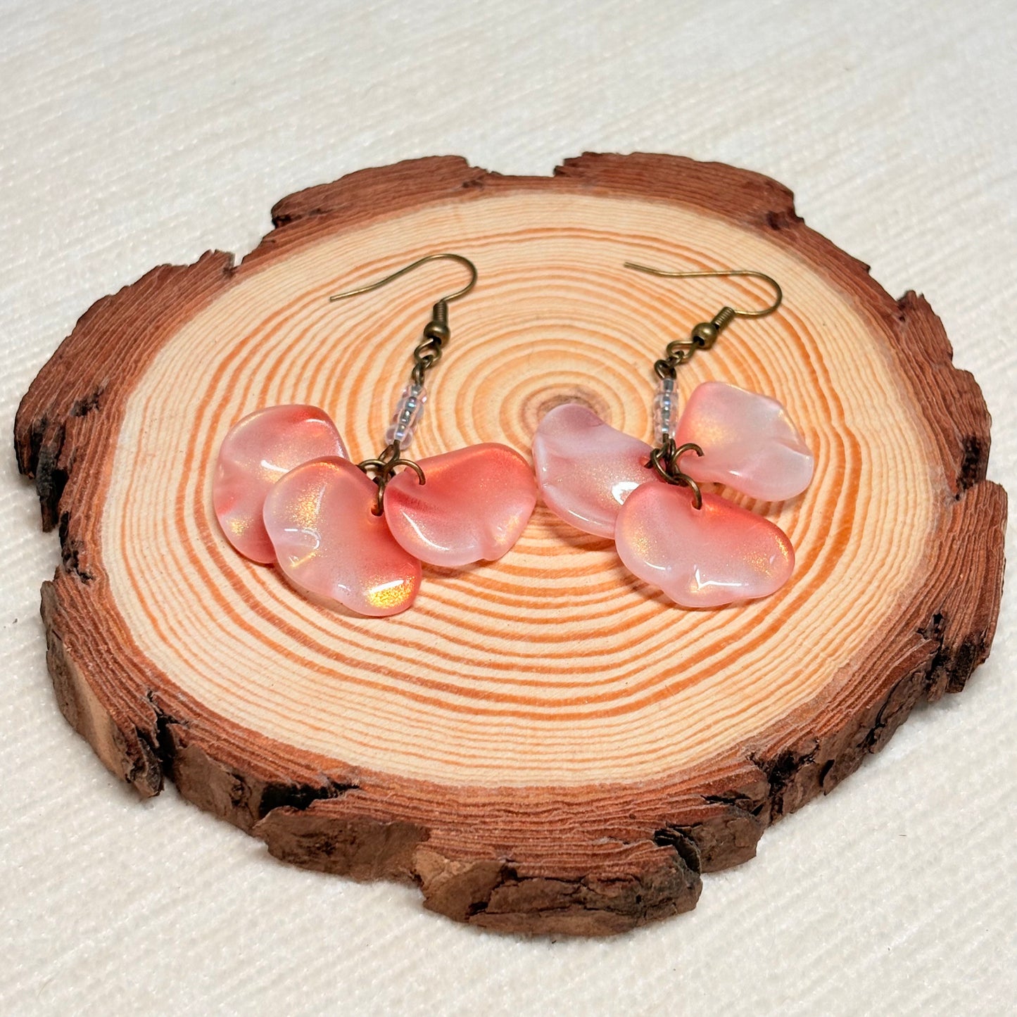 Blush Petal Whimsy Glass Earrings