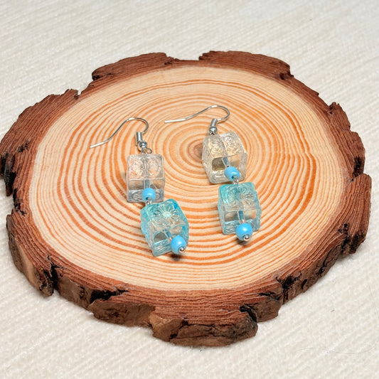Crystal Cube Calm Glass Earrings
