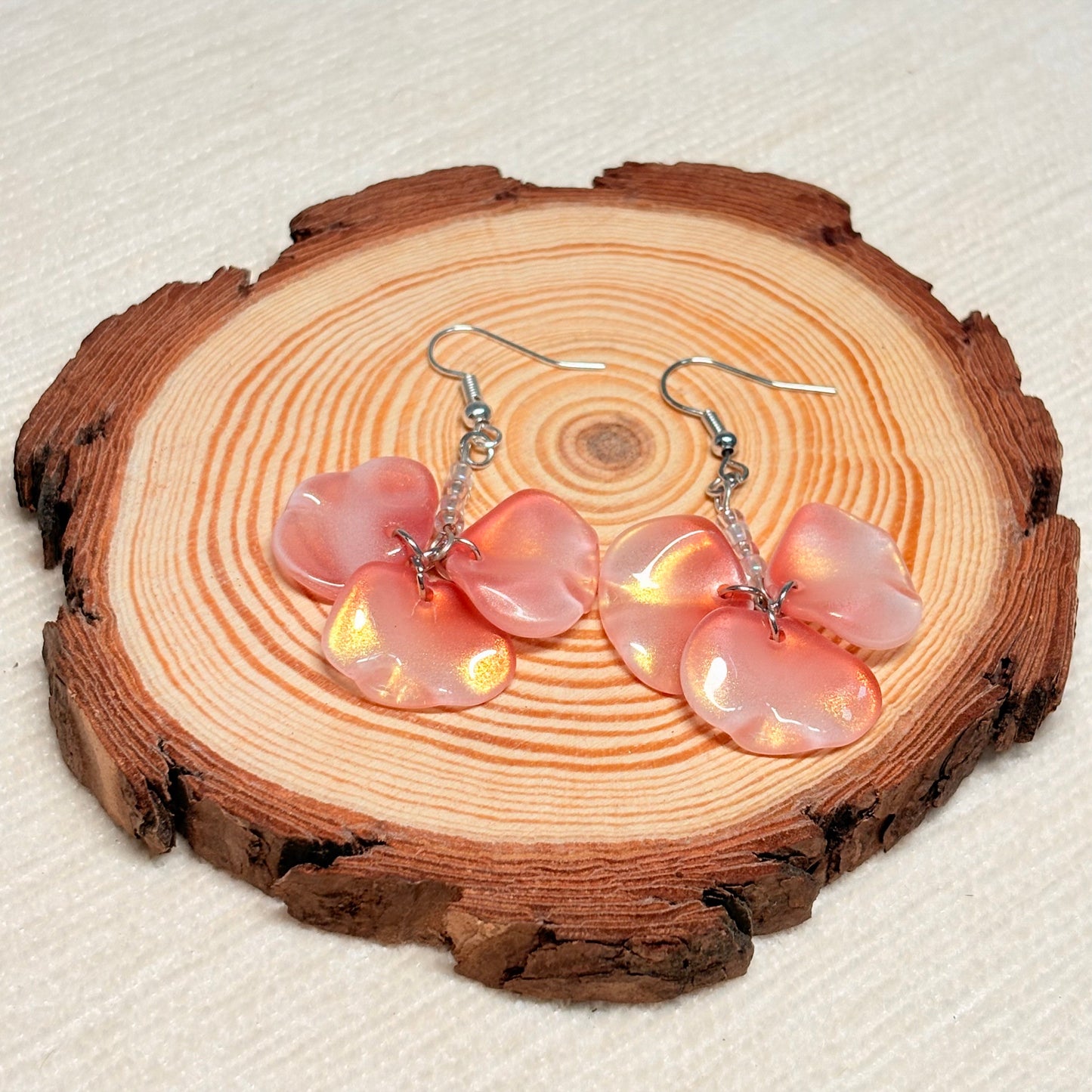 Blush Petal Whimsy Glass Earrings