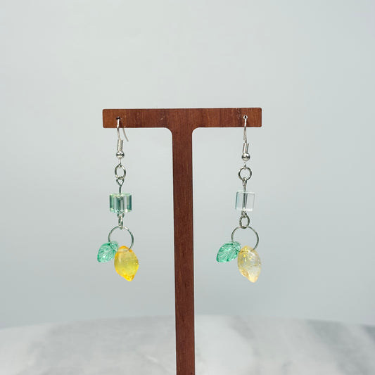Lemon Glow Glass Earrings