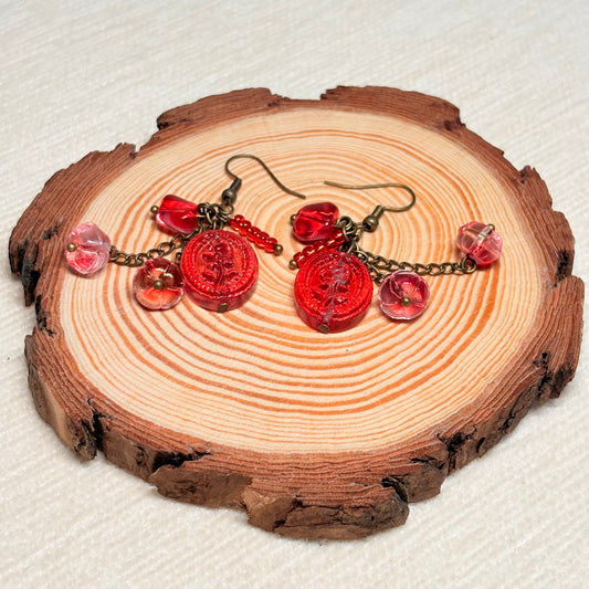 Scarlet Vitality Glass Earrings