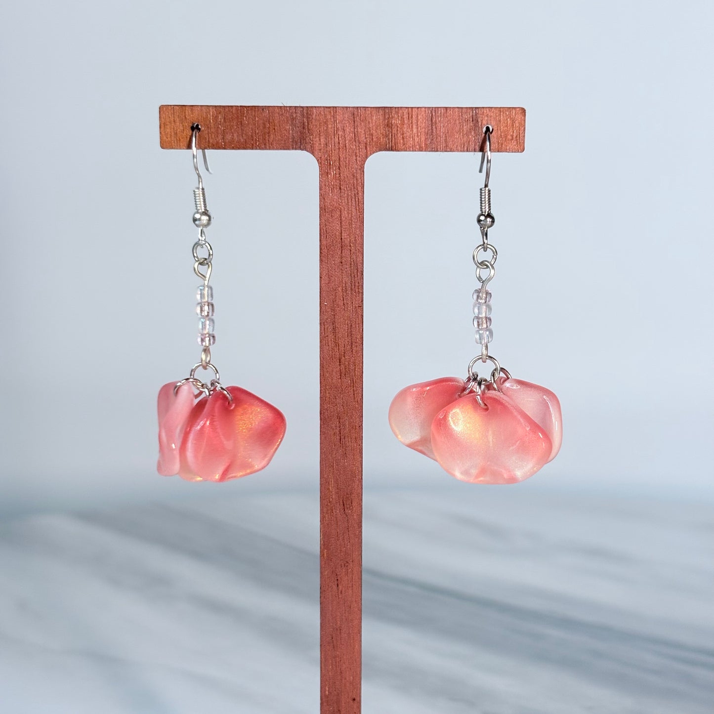 Blush Petal Whimsy Glass Earrings