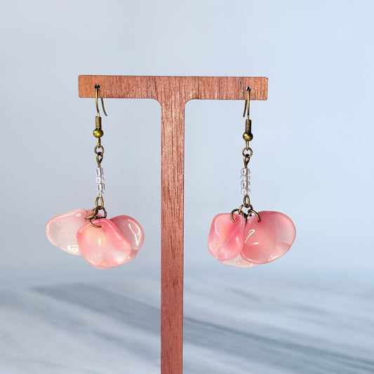 Blush Petal Whimsy Glass Earrings