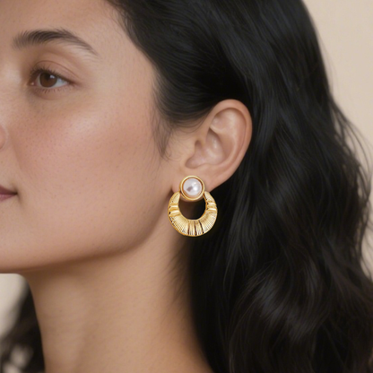 Arcane Armor Lunar Shield Stud Earrings | Titanium Steel Energetic Protection with Timeless Grace