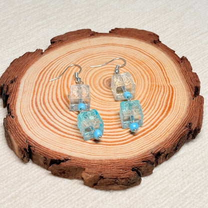 Crystal Cube Calm Glass Earrings