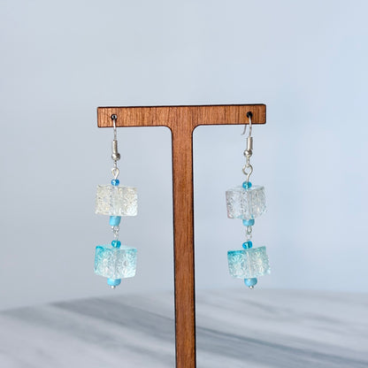 Crystal Cube Calm Glass Earrings
