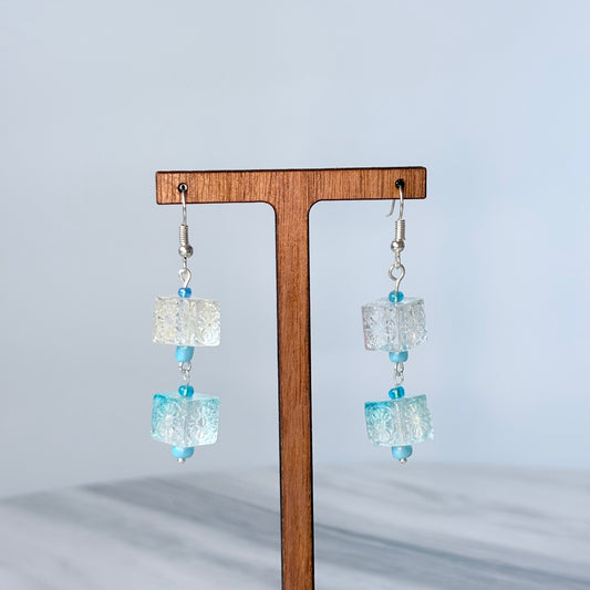 Crystal Cube Calm Glass Earrings