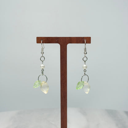 Limpid Lemon &amp; Leaf Glass Earrings
