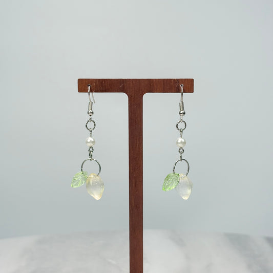 Limpid Lemon &amp; Leaf Glass Earrings