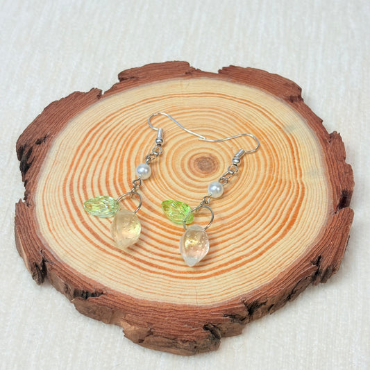 Limpid Lemon &amp; Leaf Glass Earrings