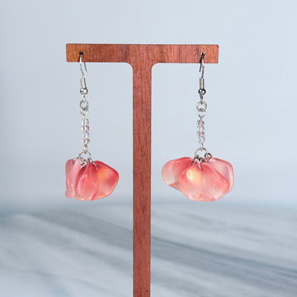 Blush Petal Whimsy Glass Earrings