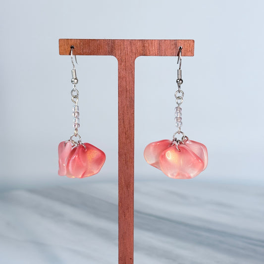 Blush Petal Whimsy Glass Earrings